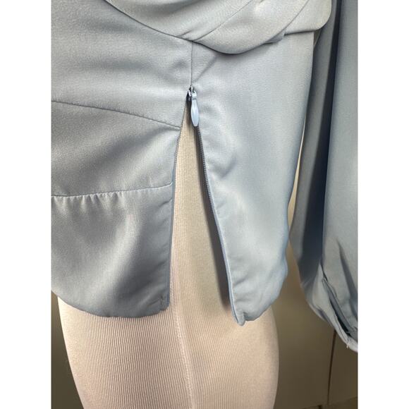 Superdown / super down Binx Tie Front Crop Top, Blue, Medium - Picture 7 of 8